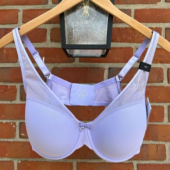 Curvy Couture Sheer Mesh Push-Up T-Shirt Bra in Lavender Mist - Picture 2 of 9